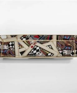 Halcyon Days - Pen Tray W/24k Gold Trim Let's Play Cards