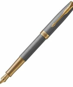 Parker® Parker - Sonnet Ciselé Silver Fountain Pen W/Gold Trim