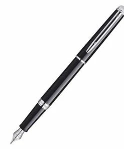 Waterman - Hémisphère Black Fountain Pen Chrome Trim Med
