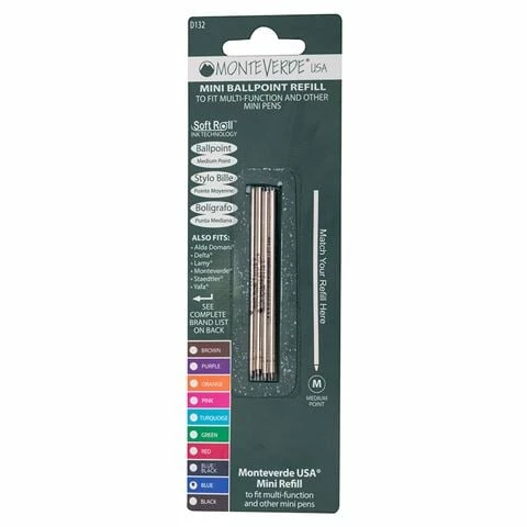 Monteverde - Mini Ballpoint Refill Pack 4pce Blue 3 Monteverde - Mini Ballpoint Refill Pack 4pce Blue