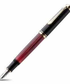 Pelikan - 600 Black & Red Medium Nib Fountain Pen