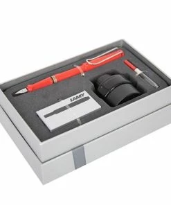 Lamy - Safari Red Fountain Pen Gift Set 4pce