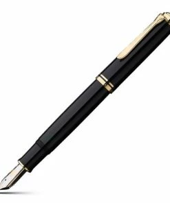 Pelikan - 1000 Fountain Pen Fine Nib Black With Gold Trim