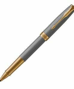 Parker® Parker - Sonnet Cisele Silver Gold Trim Rollerball Pen