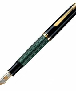 Pelikan - 600 Fountain Pen Black & Green Fine Nib