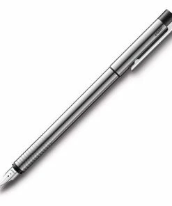 Lamy - Logo Stainless Steel & Black Fountain Pen Medium Nib
