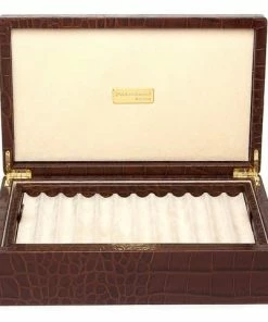 Renzo Romagnoli Renzo - Crocodile Leather Pen Box For 24 Pens Brown