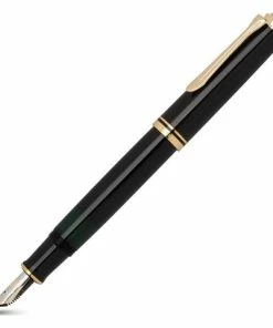 Pelikan - 600 Black Medium Nib Fountain Pen With Gold Trim